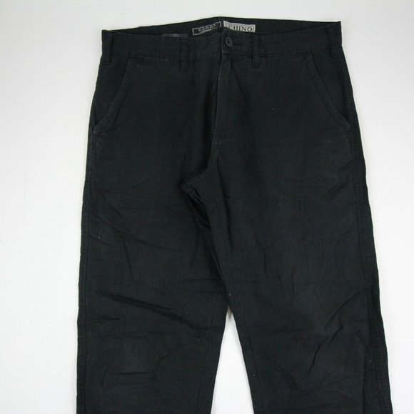 Canda Mens Straight Pants Black Mid Rise Flat Front 100% Cotton 34x32 - Picture 3 of 9